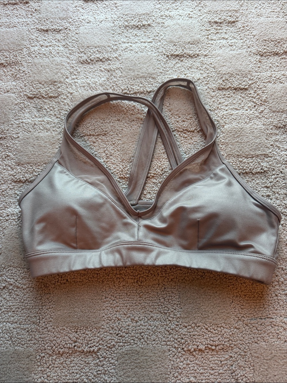 ALO Yoga Women's Taupe Strappy Wireless Sports Bra